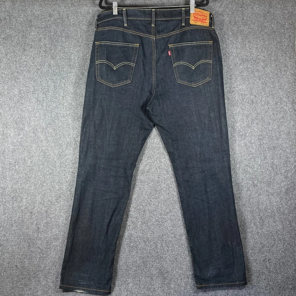 Levis 541 Jeans Blue Dark Wash Tapered Fit Denim Pants Stretch Mens Size 38x32